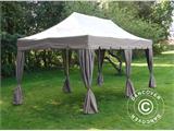 Pop up gazebo FleXtents PRO Steel "Peaked" 4x8 m Latte, incl. 6 decorative curtains