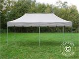 Pop up gazebo FleXtents PRO Steel "Peaked" 4x8 m Latte, incl. 6 decorative curtains