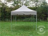 Pop up gazebo FleXtents PRO Steel "Peaked" 4x8 m Latte, incl. 6 decorative curtains