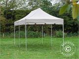 Pop up gazebo FleXtents PRO Steel "Peaked" 4x8 m Latte, incl. 6 decorative curtains