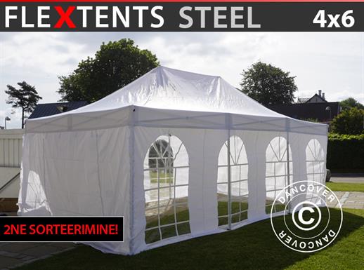 Pop up aiatelk FleXtents Steel 4x6m Valge, kaasas 4 külgseinad. NB! 2ne sorteerimine