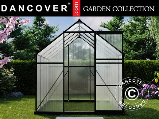 Serre en polycarbonate, 4,75m², 1,9x2,5x2,07m, Noir