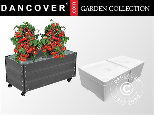 Jardinière avec roues, y compris caisson pour auto-arrosage, 0,5x0,9x0,36m, Anthracite