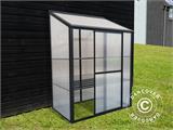 Serre adossée en polycarbonate 0,65m², 1x0,65x1,43m, Noir