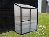 Serre adossée en polycarbonate 0,65m², 1x0,65x1,43m, Noir