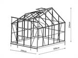 Greenhouse glass 2.44x3.08x2.34 m w/base and cresting, 7.51 m², Black