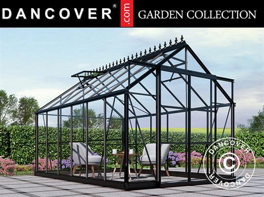 Greenhouse glass 2.44x3.68x2.34 m w/base and cresting, 8.97 m², Black