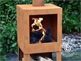 Outdoor fireplace incl. wood storage, 38.4x38.4x136 cm, Rust