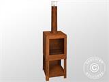 Outdoor fireplace incl. wood storage, 38.4x38.4x136 cm, Rust