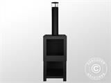 Outdoor fireplace incl. wood storage, 38.4x38.4x136 cm, Black