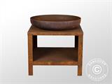 Fire bowl with wood storage, 60.9x60.9x62 cm, Rust