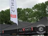 Faltzelt FleXtent PRO 3x3m Schwarz, mit 4 Seitenwänden