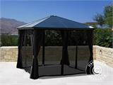 Gazebo Santa Barbara w/curtains and mosquito net, 3x3 m, Black