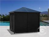 Gazebo Santa Barbara w/curtains and mosquito net, 3x3 m, Black