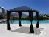 Gazebo Santa Barbara w/curtains and mosquito net, 3x3 m, Black