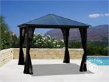 Gazebo Santa Barbara w/curtains and mosquito net, 3x3 m, Black