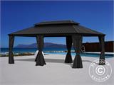 Gazebo Santa Fe con tende e zanzariera, 3,65x6m, Nero