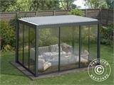 Bioclimatic pergola gazebo San Pablo w/sliding doors, 3x4 m, Black/White