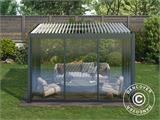 Bioclimatic pergola gazebo San Pablo w/sliding doors, 4x4 m, Black/White