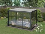 Bioclimatic pergola gazebo San Pablo w/sliding doors, 4x4 m, Black/White