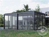 Bioclimatic pergola gazebo San Pablo w/sliding doors, 4x5.8 m, Black