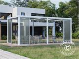 Cenador pérgola bioclimática San Pablo con puertas correderas, 4x5,8m, Blanco