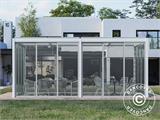 Cenador pérgola bioclimática San Pablo con puertas correderas, 4x5,8m, Blanco