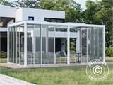 Cenador pérgola bioclimática San Pablo con puertas correderas, 4x5,8m, Blanco