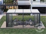 Bioclimatic pergola gazebo San Pablo w/sliding doors, 4x5.8 m, Black/White