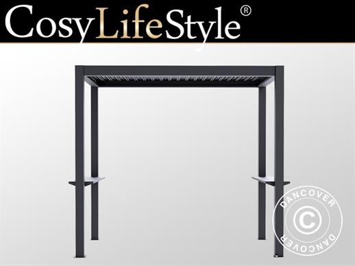 Pergola pour barbecue San Juan, 2,5x1,5x2,3m, Noir