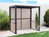 Pergola fermée pour barbecue San Juan, 2,5x1,5x2,3m, Noir/Aspect bois