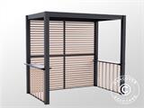 Pergola fermée pour barbecue San Juan, 2,5x1,5x2,3m, Noir/Aspect bois