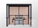 Complete BBQ Pergola San Juan, 2.5x1.5x2.3 m, Black/Wood-look