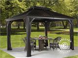 Gazebo Messina con tendine e zanzariera, 3,63x2,98x2,92m, 10,8m², Antracite