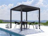 Bioklimatische Pergola Pavillon San Remo mit 4 Seitenwänden, 3x3m, Anthrazit