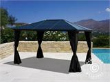 Gazebo Santa Barbara w/curtains and mosquito net, 3x4 m, Black