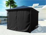 Gazebo Santa Barbara w/curtains and mosquito net, 3x4 m, Black