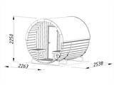 Barrelsauna, Ø2,2x2,5x2,25m, 1,3+0,7m², Naturel