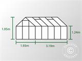 Drivhus Glas Halls Popular 6,2m², 1,93x3,19x1,95m, Aluminium