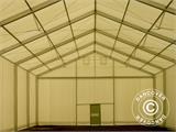 Hangar de stockage industriel Alu 10x10x4,52m avec porte coulissante, PVC, blanc