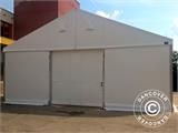 Hangar de stockage industriel Alu 10x10x4,52m avec porte coulissante, PVC, blanc