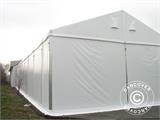 Hangar de stockage industriel Alu 10x10x4,52m avec porte coulissante, PVC, blanc