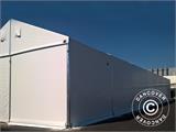 Hangar de stockage industriel Alu 10x10x4,52m avec porte coulissante, PVC, blanc