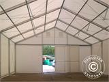 Hangar de stockage industriel Alu 10x10x4,52m avec porte coulissante, PVC, blanc