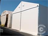 Hangar de stockage industriel Alu 10x10x4,52m avec porte coulissante, PVC, blanc