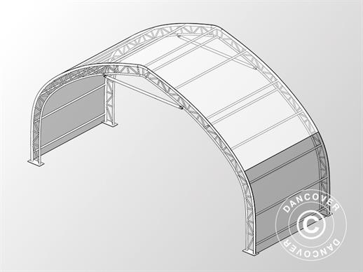 Estensione 3m per capannone tenda, tunnel agricolo 15x15x7,42m, PVC, Bianco/Grigio