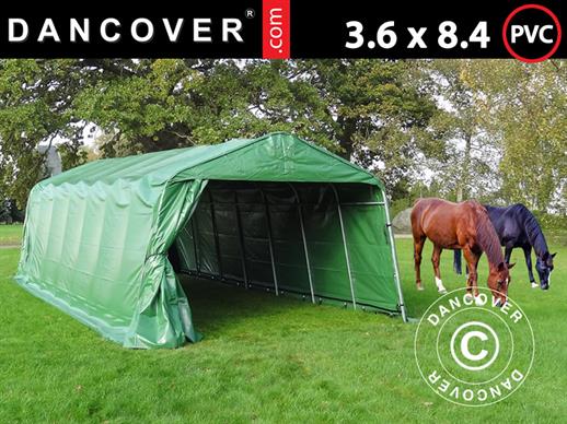 Livestock shelter 3.6x8.4x2.68 m, PVC, Green