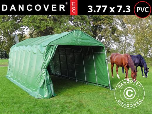 Livestock shelter 3.77x7.3x3.18 m, PVC, Green