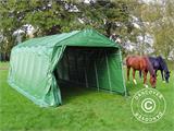 Capannone per bestiame 3,77x7,3x3,18m, PVC, Verde