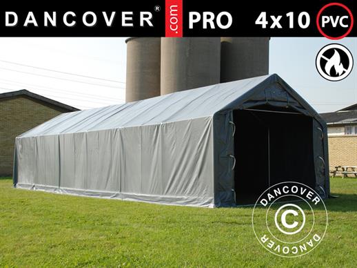 Storage shelter PRO 4x10x2x3.1 m, PVC, Grey